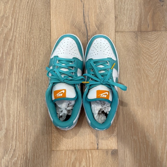 EUC - Nike Dunk White/Washed Teal-kumquat Women's Sneakers - Picture 2 of 5